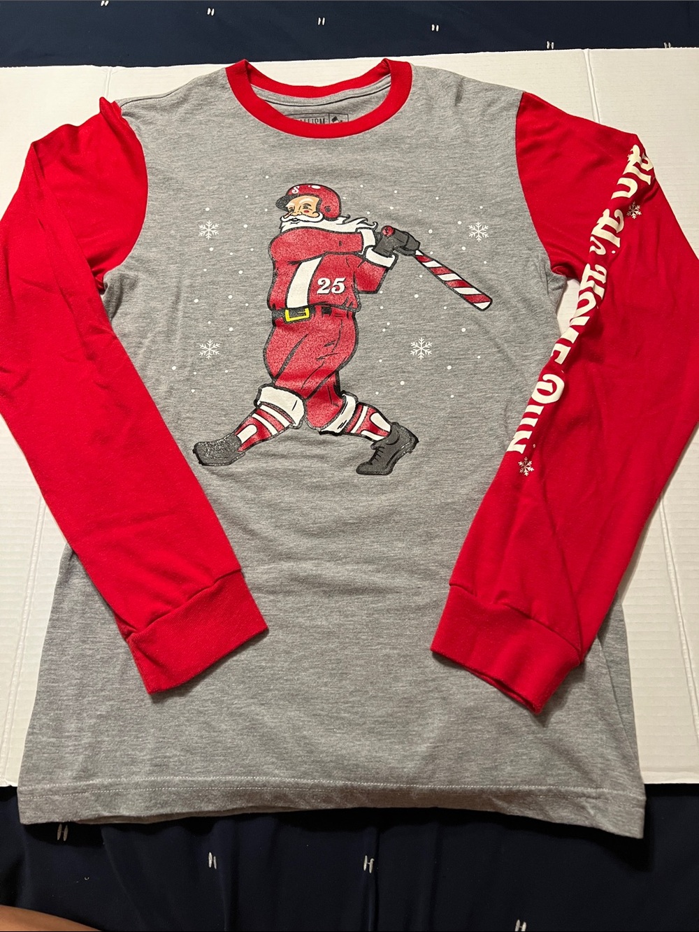 Baseballism Christmas long sleeved tee shirt featuring Santa